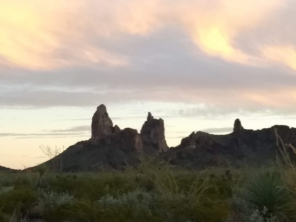 The Mule Ears at sunset, Big Bend National Park